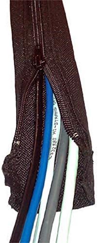 Electriduct 2.5" Zipper Sleeve Braided Wrap Flexible Cable Management Wire Cover Cord Organizer - 5 Feet - Black (Pack of 10)