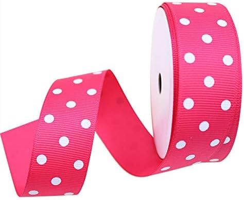 Grosgrain Ribbons 1 Inch Polka Dot Ribbon Set Swiss Dot Fabric Ribbon 35 Yards for Holiday Gift Wrap DIY Bow Hair Accessories Baby Shower Wedding Party Decoration (7 Color, 5 Yard Each)