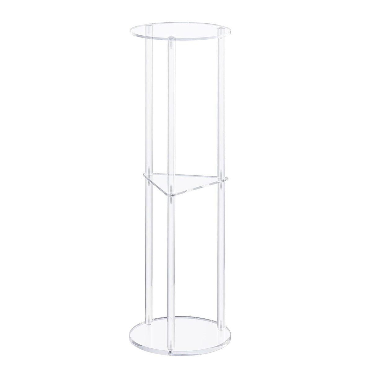 Hmyhum Acrylic Drink Table for Small Spaces, Martini Table for Living Room, Small Drink Side Table, 3 Tiers, Round, Modern, 8" L x 8" W x 26" H, Clear