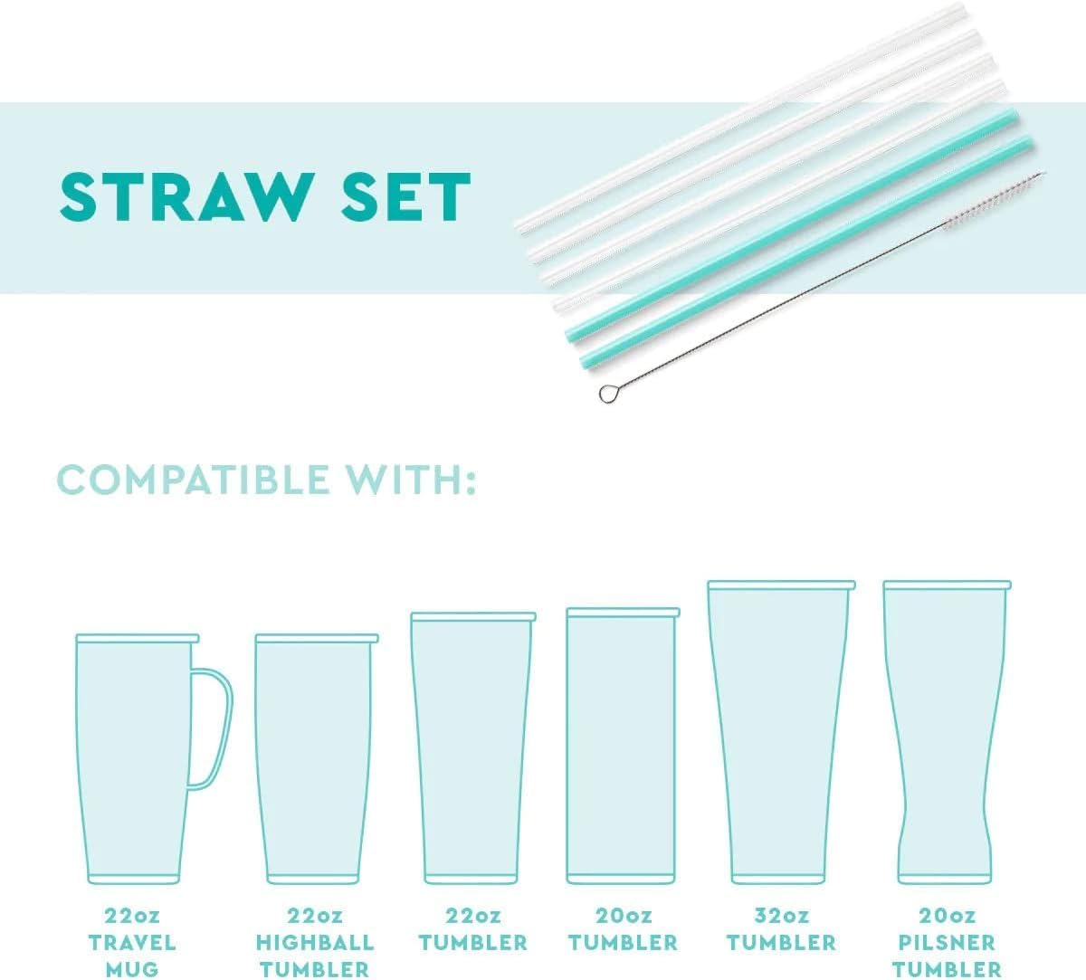 Swig Life Reusable Straw Set with Cleaning Brush, Bride to Be | Reusable Straw Set - Cleaning Brush Included - 14 Inch Long - Accessories for Cups &amp; Mugs
