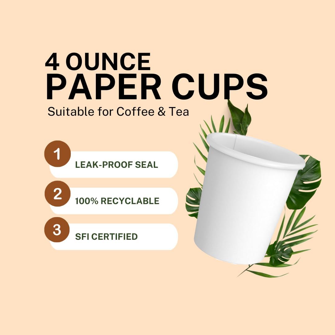 Paper Cups 4 oz 1000 Pack for Coffee & Espresso, Bulk 1000 Count for Home, Office, Restaurants & Parties
