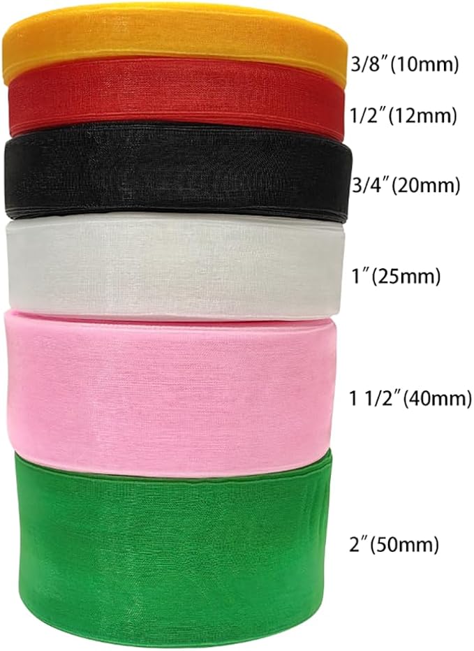 Chenkou Craft Solid Organza Ribbon 1/2" 1 Roll 50 Yards Christmas Red Craft Bow Party Decoration Packing Ribbons (Red, 1/2"(12mm))