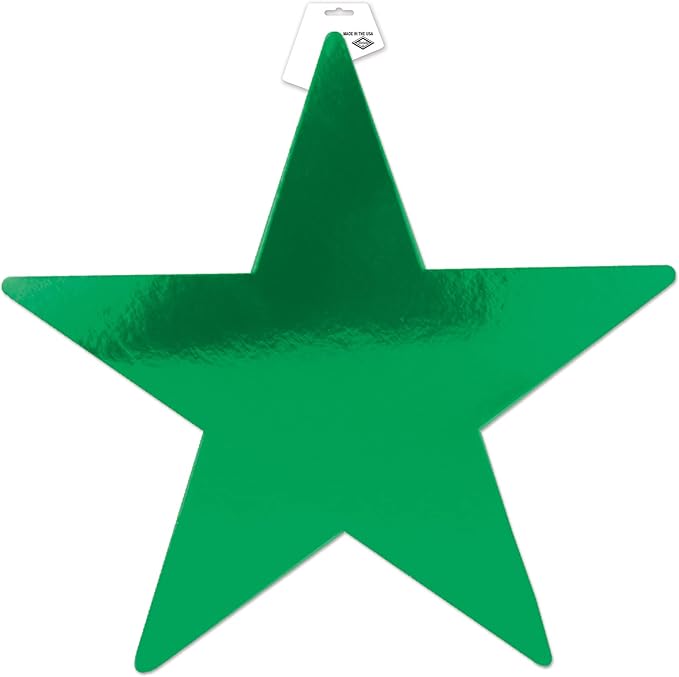 Beistle 72-Pack Foil Green Star Cutouts, Party Decorations for Festive Occasions, Celebrations, & Events, Starry Theme Decor for Wall & Table, 5”