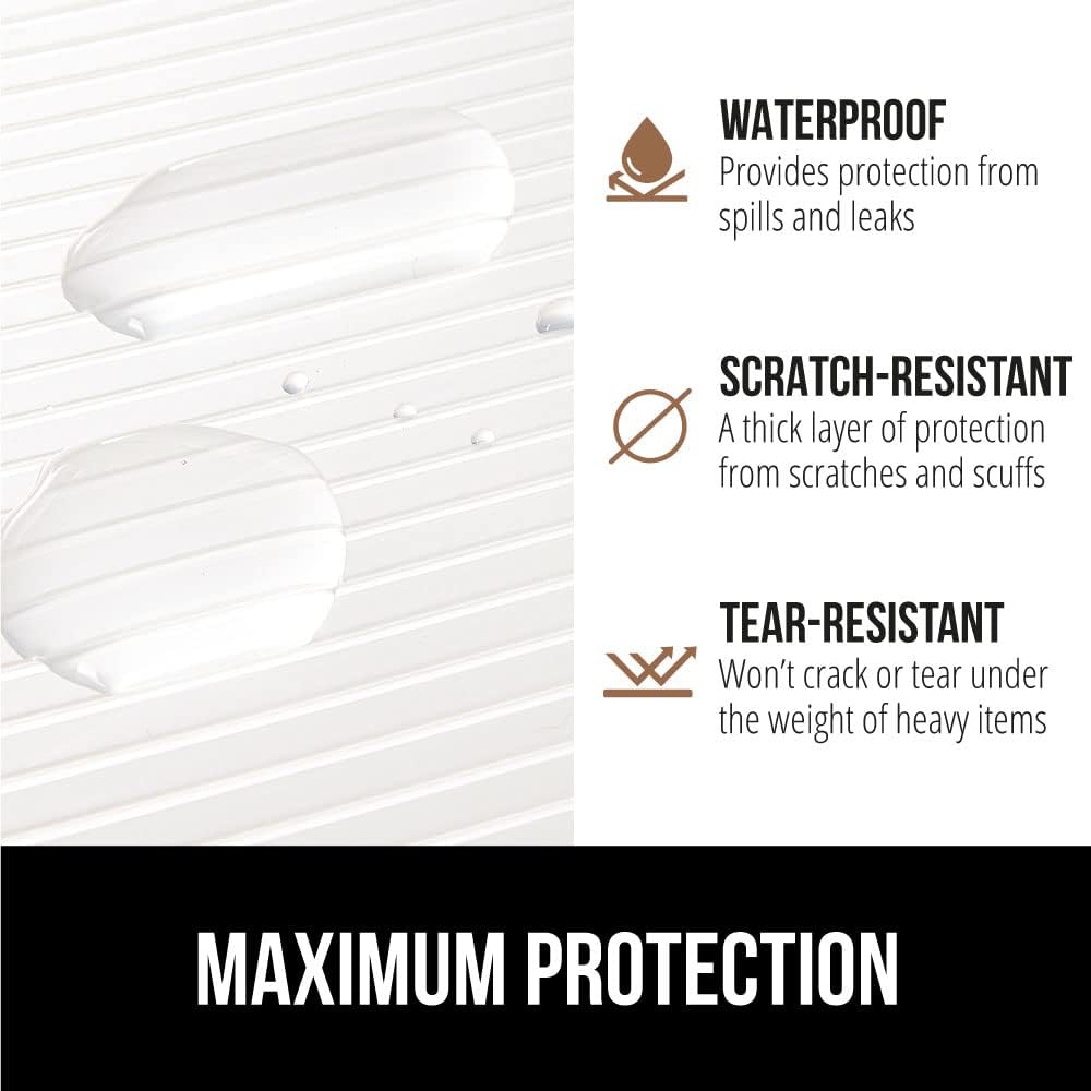 GORILLA GRIP DuraGuard Shelf Liner, Non-Adhesive Cabinet Liners for Kitchen Drawers, Shelves, Refrigerator, Pantry Storage, Bathroom Closet, Durable Waterproof BPA Free Ribbed Plastic, 17.5x10 Clear