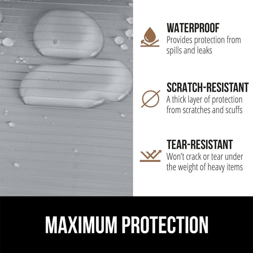 GORILLA GRIP DuraGuard Shelf Liner, Non-Adhesive Cabinet Liners for Kitchen Drawers, Shelves, Refrigerator, Pantry Storage, Bathroom Closet, Durable Waterproof BPA Free Ribbed Plastic, 12x10 Lt Gray