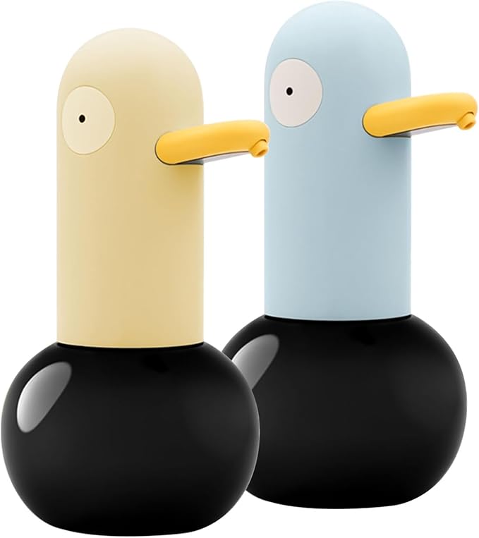 Automatic Foaming Soap Dispenser, Duck Head Soap Dispenser 2-Speed Adjustable Touchless Cute Foaming Hand Soap Dispenser for Bathroom Kitchen, USB Rechargeable, 13.5oz (Black + Yellow)