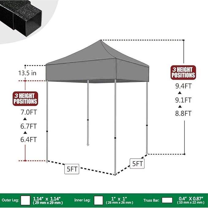 Eurmax USA 5x5ft Pop Up Canopy, Commercial Instant Tent for Outdoor Events, Patented No-Tip Rolling Storage Bag with 4 Sandbags, UV & Water Resistant, Heavy Duty Portable Shelter Gazebo,Sky Blue