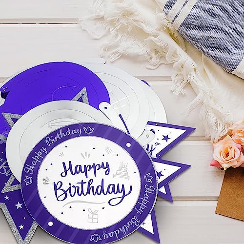 Happy 17th Birthday Purple & Silver Glitter Swirls Streamers Party Decorations - 15 Pcs 17th Birthday Hanging Swirls Streamers Kit,Cheers to Seventeen Years Old Bday Party Sign.