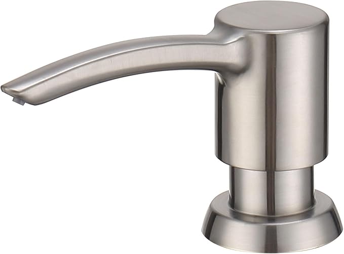 Kitchen Sink Soap Dispenser Brushed Nickel, Built in Soap Dispenser Kitchen Countertop, ABS Pump Head with Refillable Bottle, Under Counter Dish Soap Hand Lotion Dispenser