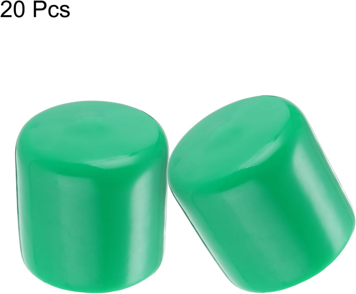 uxcell 20pcs Rubber End Caps 32mm(1 1/4") ID Vinyl PVC Round Tube Bolt Cap Cover Screw Thread Protectors Dark Green