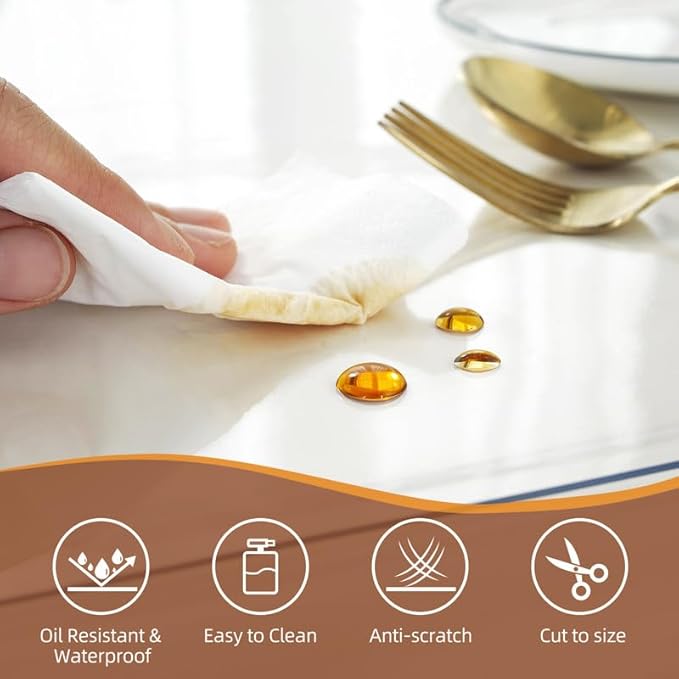 Warmstar Clear Table Cover Protector 28 x 72 Inch,1.5mm Thick Plastic Table Cover Rectangle,PVC Clear Table Protector,Desk Protector Mat for Kitchen, Dresser, Writing Desk，Dining Room Table