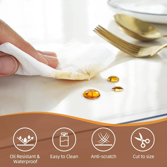 Warmstar Clear Table Cover Protector 36 x 48 Inch,1.5mm Thick Plastic Table Cover Rectangle,PVC Clear Table Protector,Desk Protector Mat for Kitchen, Dresser, Writing Desk，Dining Room Table