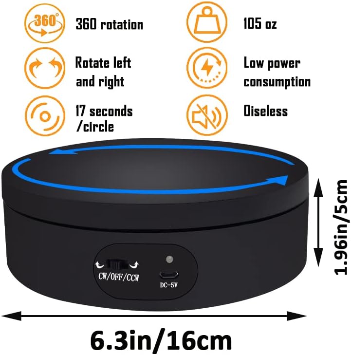 YVV Motorized Rotating Display Stand, Cup Display Turner Stand, Electric Rotating Base for Glitter Tumblers