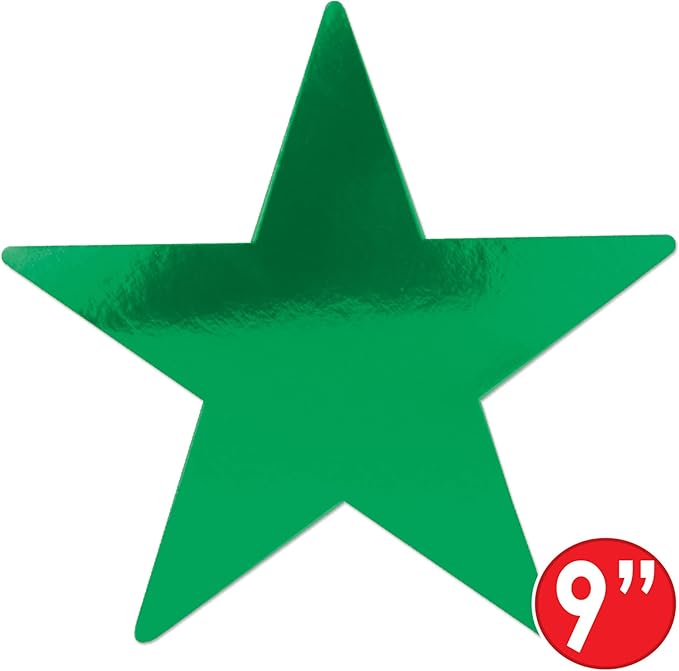 Beistle 72-Pack Foil Green Star Cutouts, Party Decorations for Festive Occasions, Celebrations, & Events, Starry Theme Decor for Wall & Table, 5”