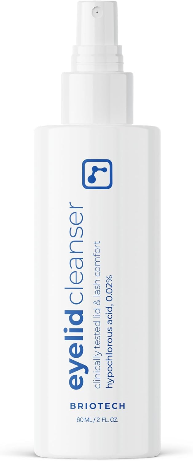 BRIOTECH Eyelid Cleanser, Hypochlorous Acid Spray, Lid & Eyelash Cleanser, Soothe Sensitivities, Calm Redness & Bumps, Support Against Irritation, Vegan, Travel Size 2 Fl oz (1 Pack)