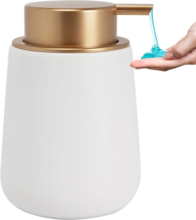 Soap Dispenser Ceramic with Easy-to-Press Pump Hand Lotion Liquid Dispenser for Shampoo Bathroom Kitchen 12 oz