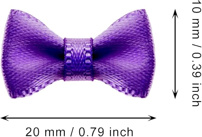 Tupalizy Mini Satin Ribbon Bows Small Craft Sewing Fabric Bows for Christmas Decoration Bow Ties Scrapbook Gift Bags Boxes Greeting Invitation Cards Wedding Party Favor, 20x10mm, 50PCS (Dark Purple)
