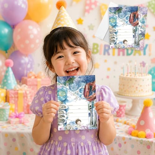AEHIE 20 Sets Coastal Beach Seafood Boil Party Invitations With Envelopes, Coastal Ocean Floral Party Invitations Invite Cards for Women Men Ladies Girls Adults