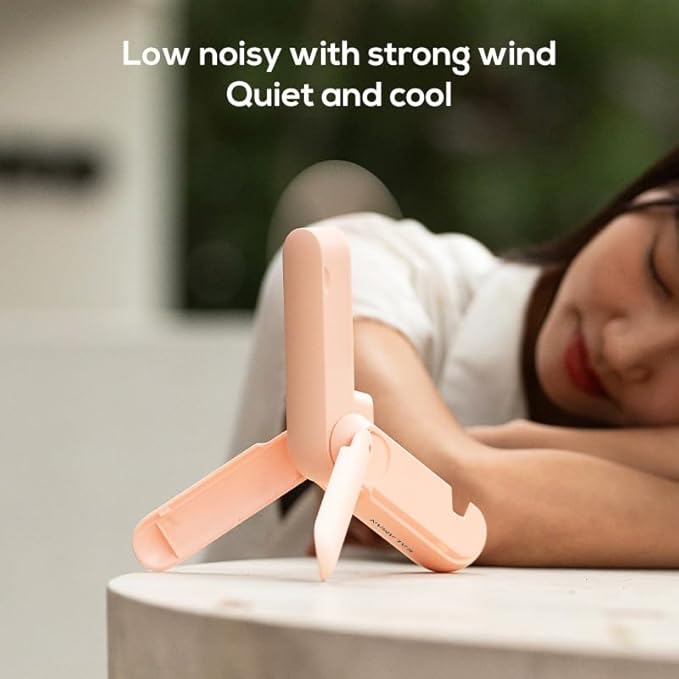 KALAMAN Handheld Mini Fan, 4 IN 1 Multifunction 3 Speed USB Rechargeable Small Pocket Fan, Flashlight and Cell Phone Stands, Portable for Travel/Summer/Concerts/gifts (Pink)