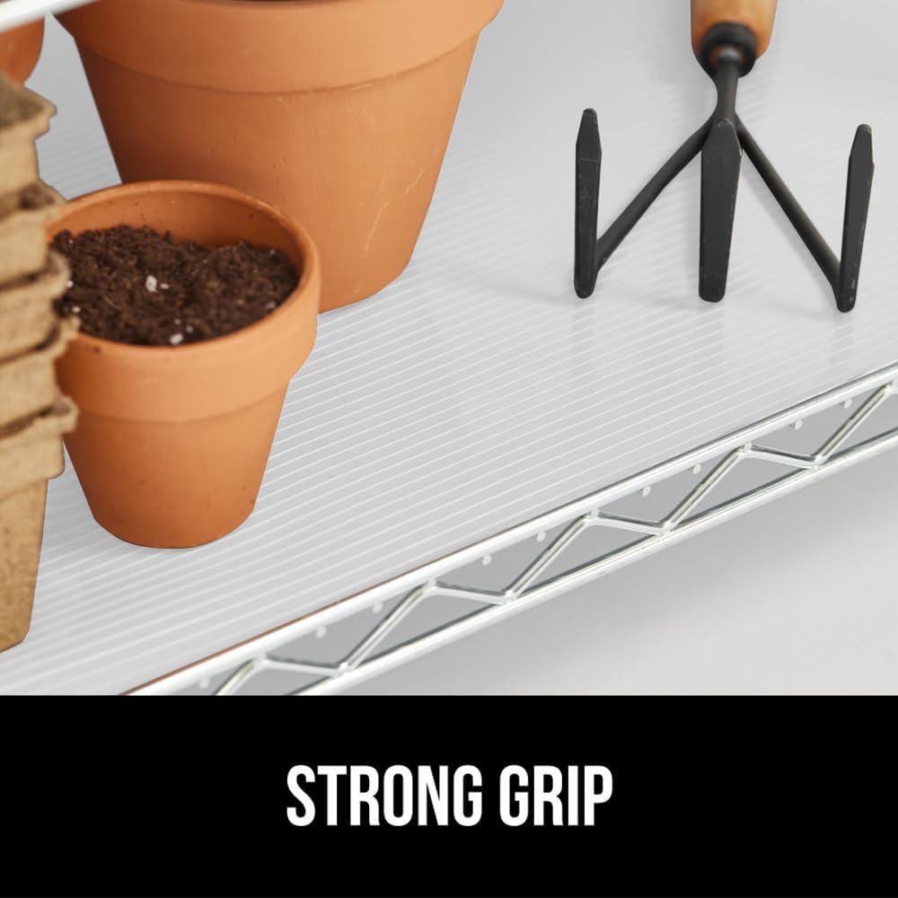 GORILLA GRIP DuraGuard Shelf Liner, 17.5x30 Non-Adhesive Cabinet Liners for Kitchen Drawers, Shelves, Refrigerator, Pantry Storage, Bathroom Closet, Durable Waterproof BPA Free Ribbed Plastic, White