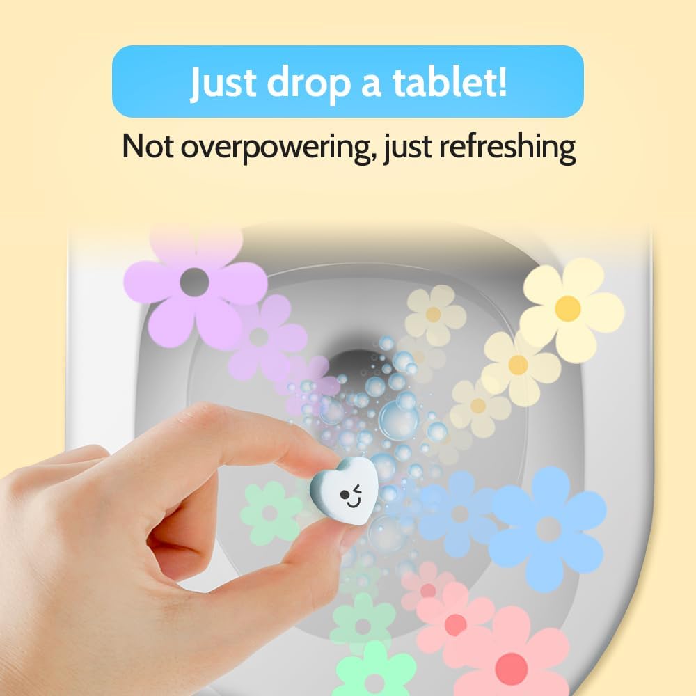 Effervescent Bathroom Air Freshener - Lemon Eucalyptus - Toilet Deodorizer, Bathroom Odor Eliminator, Toilet Freshener, Flushable Air Freshener Toilet Tablets, 2 Pack (60 Tablets)