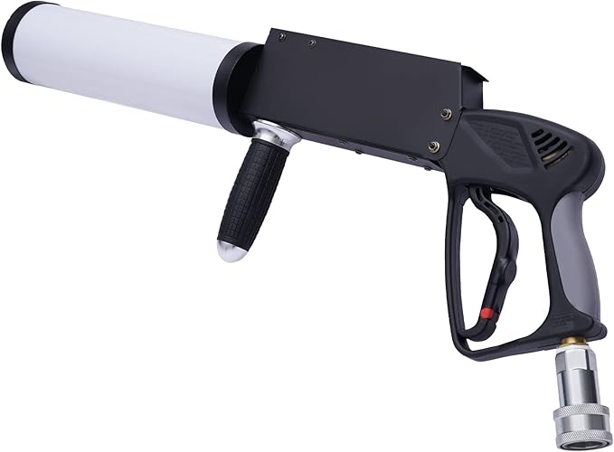 CO2 Jet Machine 33ft Spraying RGB LED Light Cryo Cannon Gun Stage Effect Smoke Fog Club Bar DJ Effects with 10ft Hose, 26''x6''x3'',(BIFKH548151US)