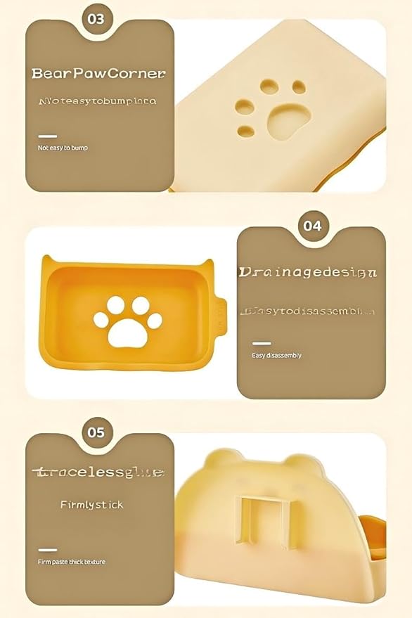 1 Piece Children's soap Box, Suitable for Shower, Bathroom, Kitchen, Bathtub, Cartoon soap Box, no Need to Punch Installation (Yellow)