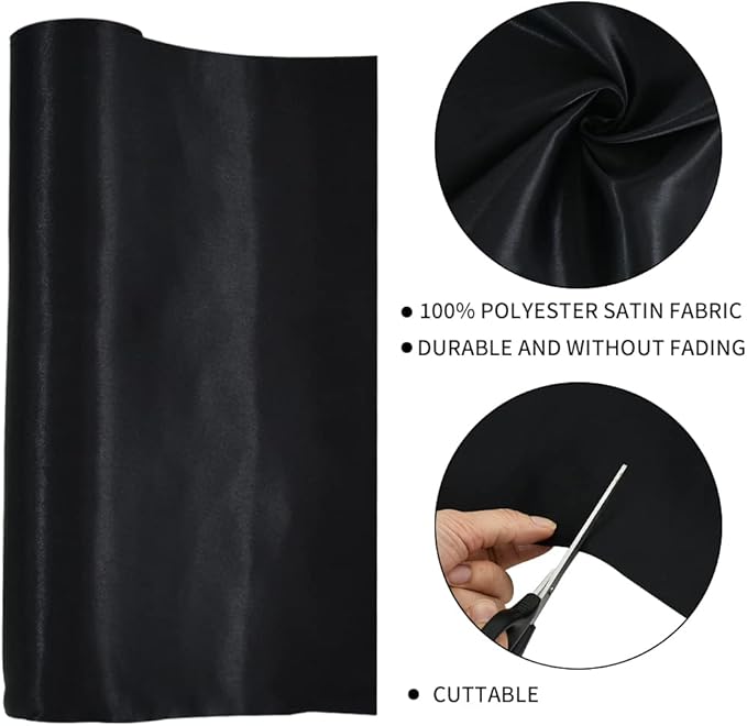 TONIFUL 12 Inch X 11yds Black Satin Extra Wide Christmas Ribbon for Outdoor Use, Ceremonies, Decorations