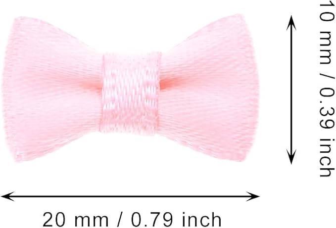 Tupalizy Mini Satin Ribbon Bows Small Craft Sewing Fabric Bows for Christmas Decoration Bow Ties Scrapbook Gift Bags Boxes Greeting Invitation Cards Wedding Party Favor, 20x10mm, 50PCS (Pink)