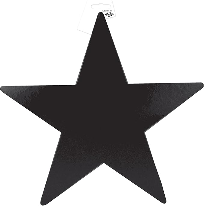 Beistle 36-Pack Foil Black Star Cutouts, Awards Night Party Decorations for Celebrations & Events, Starry Theme Decor for Wall & Table, 9”