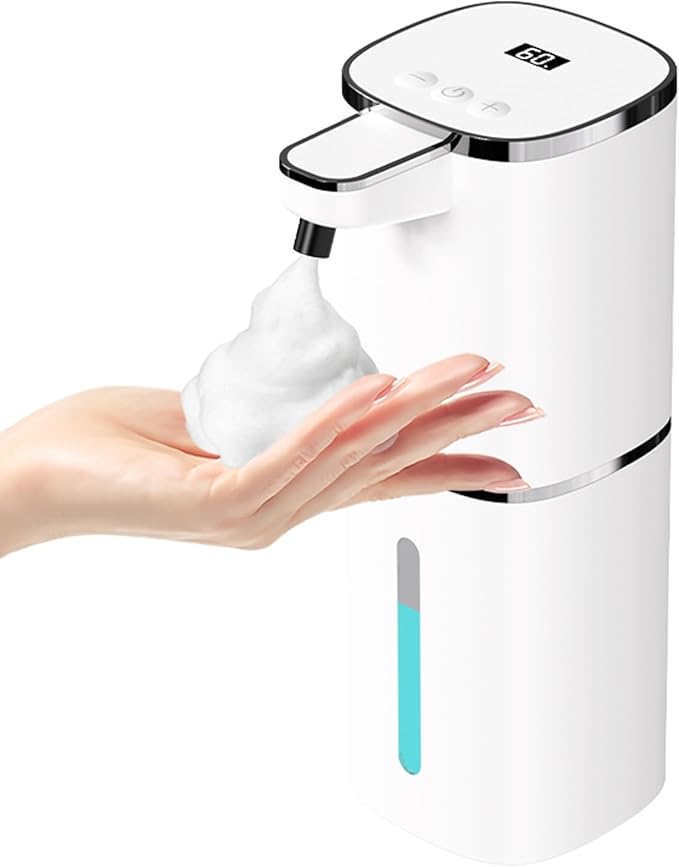 Automatic Soap Dispenser Touchless,Hands-Free,9 Multi Adjustable Volume,Waterproof Hand Soap Dispenser Compatible with Dish/Hand Soap for Bathroom and Kitchen,Easy for Toddlers (White,Foam)