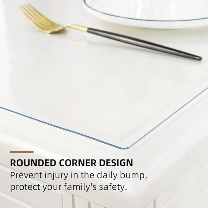 Warmstar Clear Table Cover Protector 36 x 72 Inch,1.5mm Thick Plastic Table Cover Rectangle,PVC Clear Table Protector,Desk Protector Mat for Kitchen, Dresser, Writing Desk，Dining Room Table
