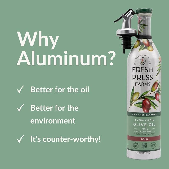Fresh Press Farms Cold Pressed Classic Extra Virgin Olive Oil, 16.4 Fl Oz (Pack of 2), Georgia Grown, 100% American Made, Unrefined