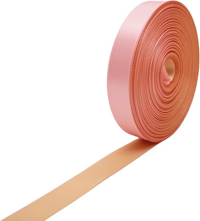 5/8 Inch Two-Tone Satin Ribbon, Light Pink & Champagne Double Faced Ribbon for Gift Wrapping, Flower Bouquet, Wedding, Bow, Hair, DIY Crafts, Baby Shower, 30 Yards