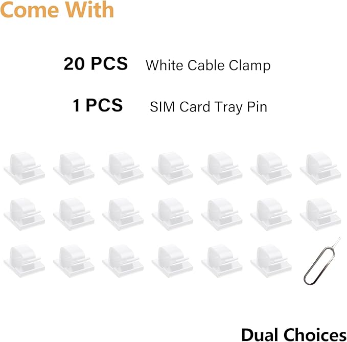 60 Pcs White Cable Clips with 3M Adhesive, Wire Holders Under Desk, Cord Management for Wall, Car, Ethernet, PC, Christmas Light Indoor/Outdoor