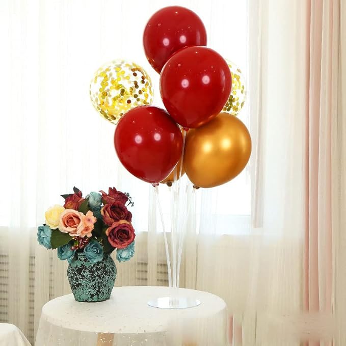 ZJDHPTY Red and Gold Party Decorations,4 Set Balloon Stand with Pump and Red Gold Balloons for 49ers Party Birthday Lunar New Year Christmas Valentine Wedding Graduation Prom Party Supplies