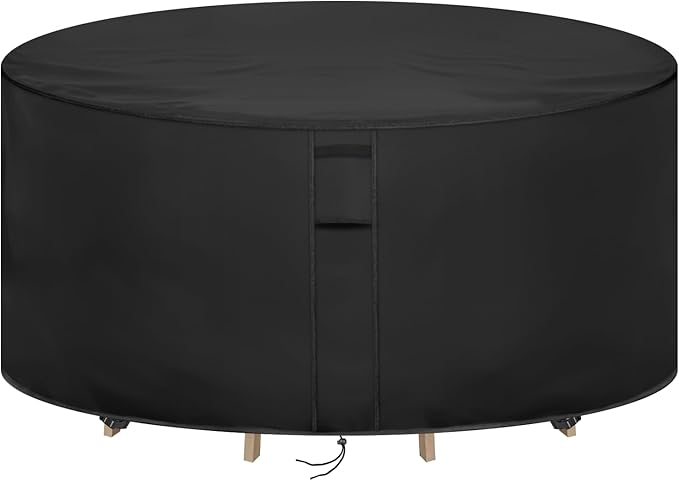 Round Patio Furniture Covers, 48 Inch Waterproof Round High Outdoor Table and Chair Set Cover, Tall Outdoor Furniture Covers for Winter, Rainproof Fadeproof - 48"Dia x 36"H