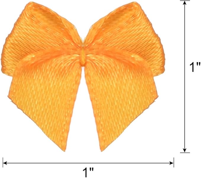 MECCANIXITY 50Pcs Mini Ribbon Bow 1" Mini Fabric Satin Ribbon Flower Bows for Craft DIY Sewing Wedding Birthday Party Orange