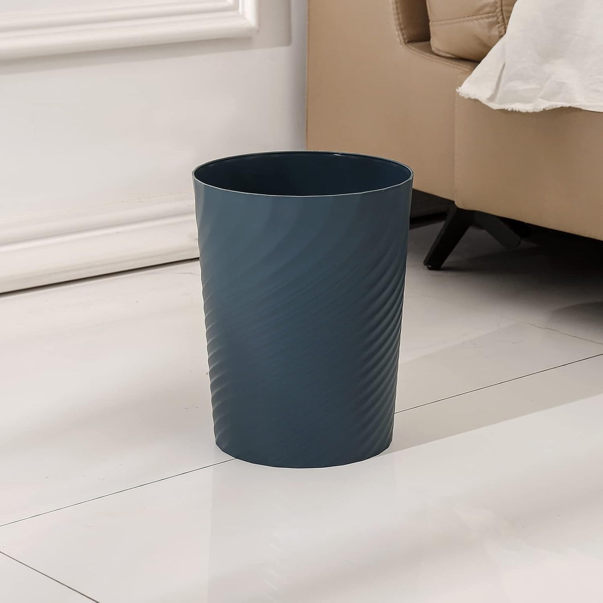 UUJOLY Plastic Small Trash Can Wastebasket, Garbage Container Basket for Bathrooms, Laundry Room, Kitchens, Offices, Kids Rooms, Dorms, 1.8 Gallon, Bluish Green, 2 Pack
