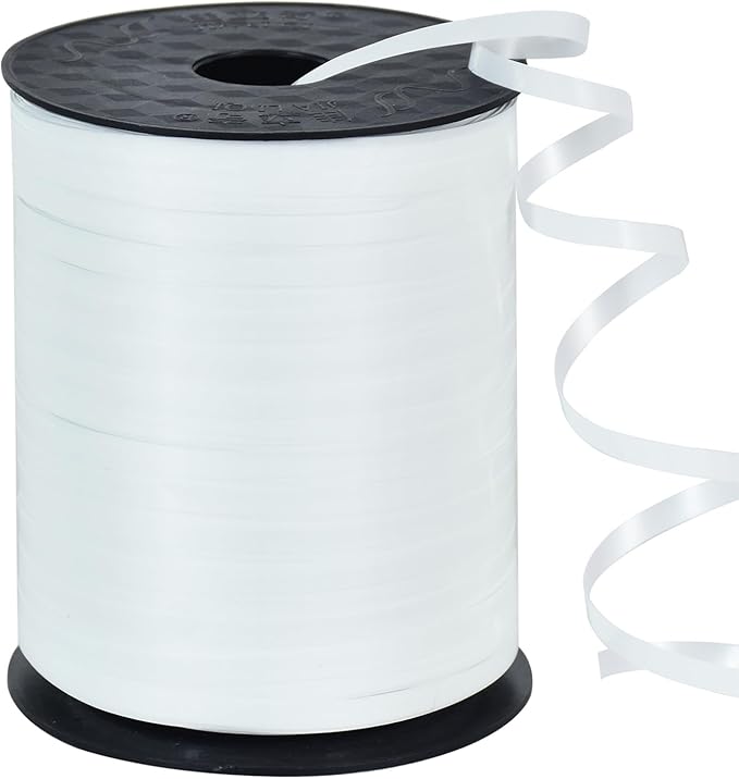 TONIFUL 500 Yards Curling Ribbon-Balloon String - Shiny White Metallic for DIY Decor, Gift Wrapping, Bows for Christmas, New Year, Birthday, Graduation