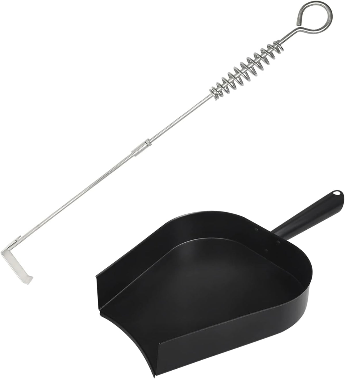 18” BBQ Ash Removal Tool and Ash Pan for Big Green Egg Accessories, Stainless Steel Ash Tool Poker for BGE Primo and Other Charcoal Kamado