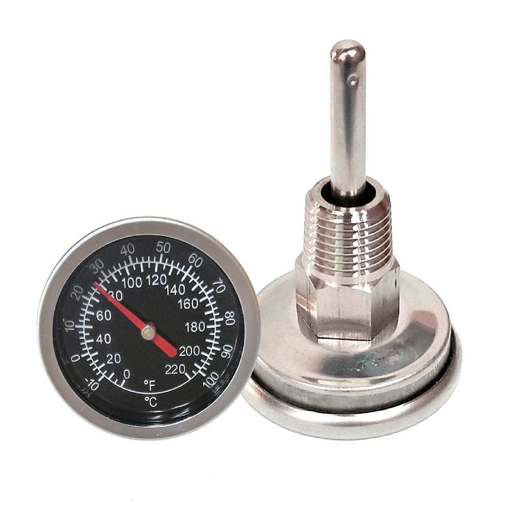 Temperature Probe Meter Gauge, Dial Thermometer NPT, Stainless 1/4 NPT Thermometer for Boiler Tea Pot Kettle -10-100℃/0-220ºF Thread Joint Dial