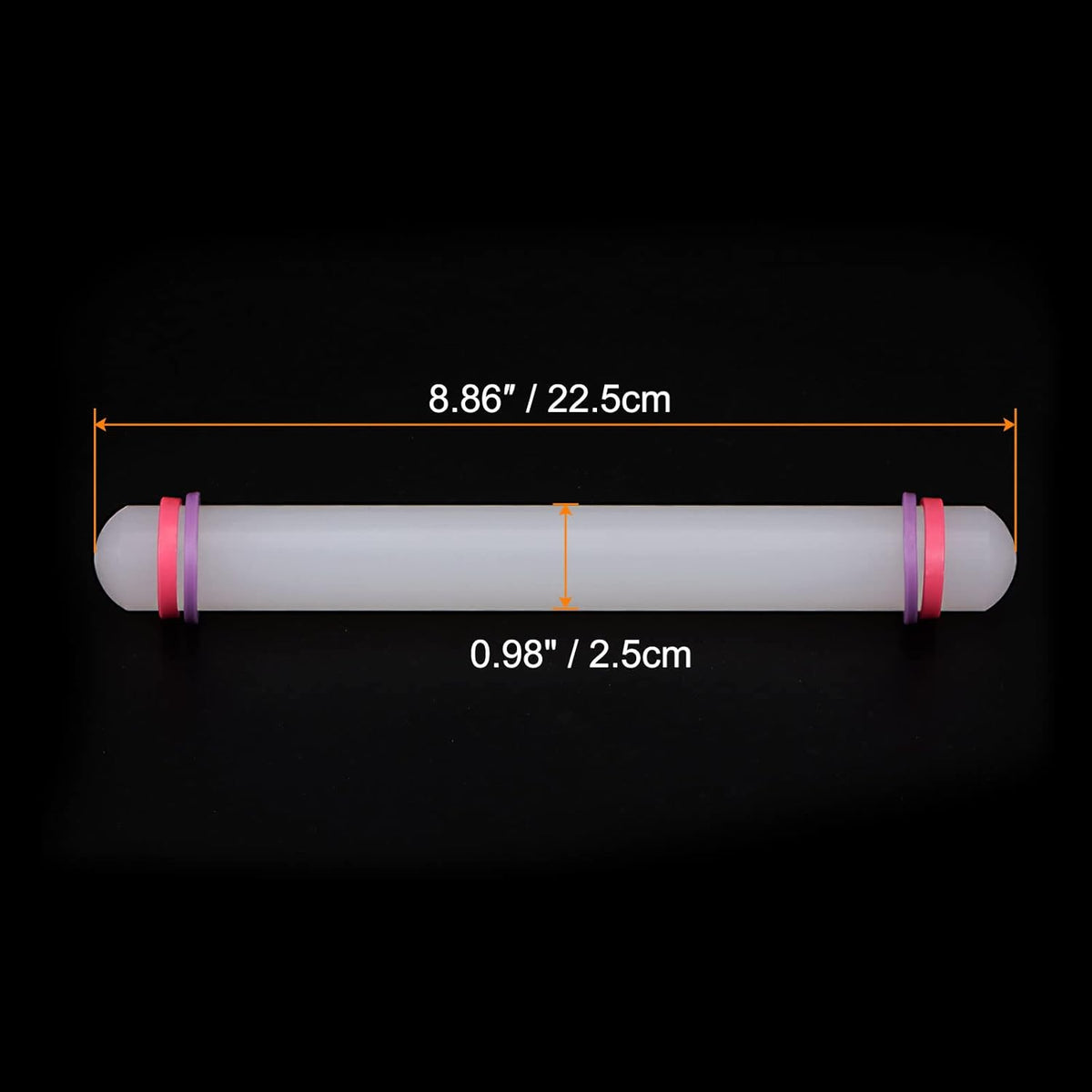 HARFINGTON Fondant Rolling Pin 9 Inch x 0.98 Inch Adjustable Guide Rings Non-Stick PP Plastic Fondant Roller Dough Roller Kitchen Decorating Tools for Cookie Pastry Pizza Clay