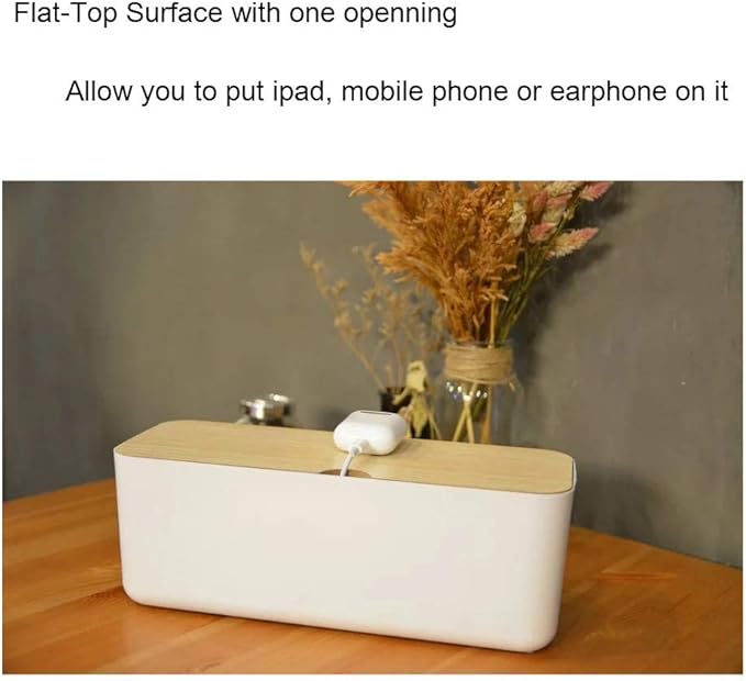 2 Pieces Cable Management Box|Cord Organizer Box| Hide and Conceal Power Strips and Electrical Cords from TVs, Computers, and Desks (White 2PCS)