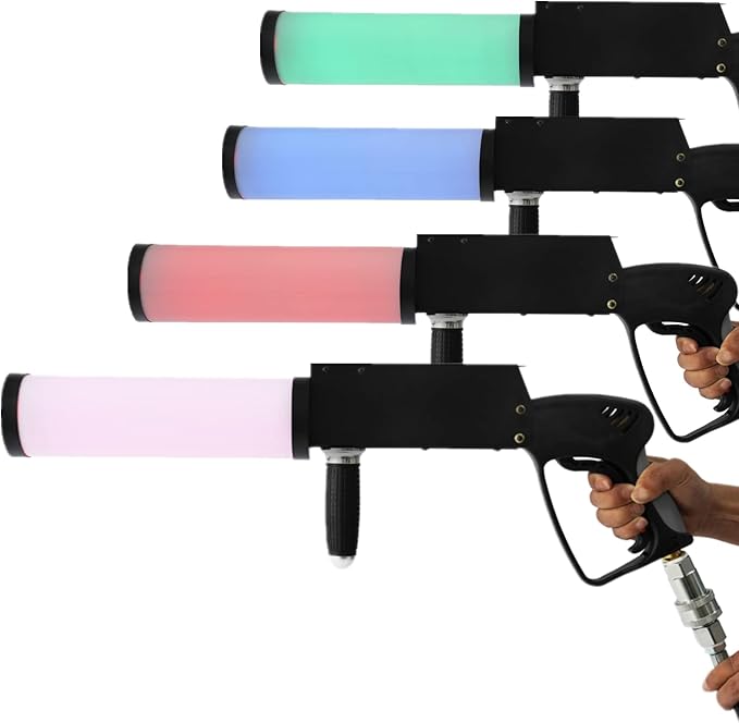 CO2 Jet Machine 33ft Spraying RGB LED Light Cryo Cannon Gun Stage Effect Smoke Fog Club Bar DJ Effects with 10ft Hose, 26''x6''x3'',(BIFKH548151US)