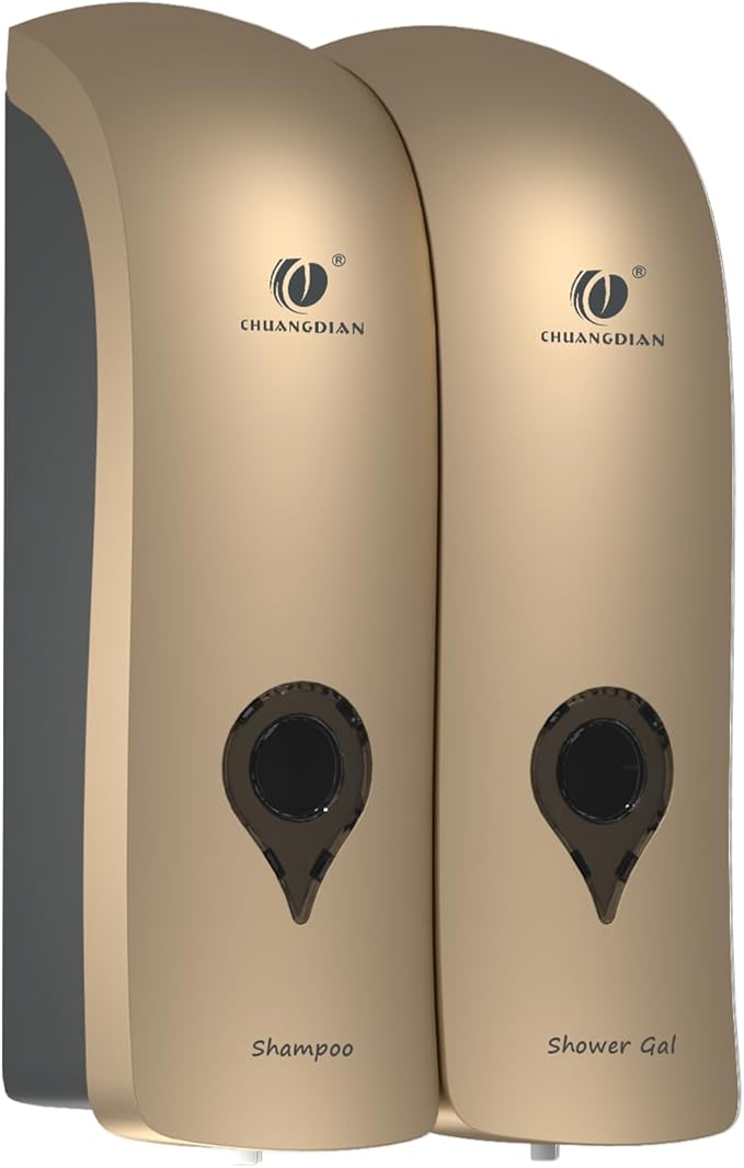 Shampoo and Conditioner Dispenser, Bathroom soap Dispenser Set of 2 Gold, Wall-Mounted Shower Soap Dispenser 300ml, Refillable Bathroom soap Dispenser for Bathroom,Kitchen,Hotel and Airbnb