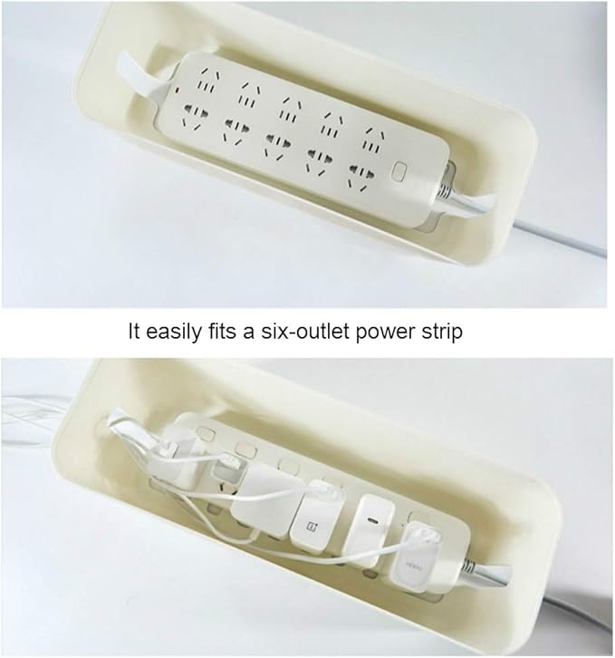 Cable Management Box| Power Stripe Organizer|Cord Organizer Box| Hide and Conceal Power Strips and Electrical Cords from TVs, Computers, and Desks| Keep Pets Safe