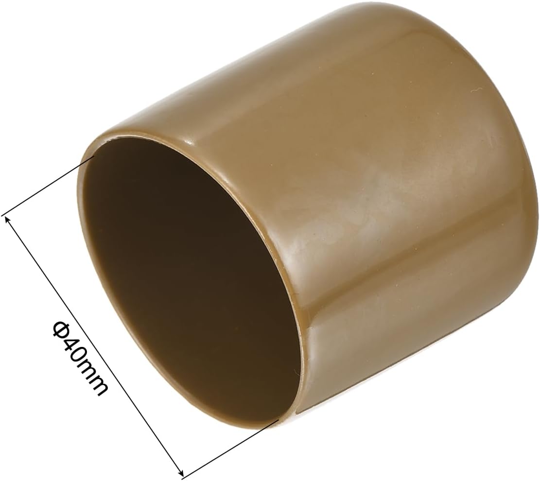 uxcell 20pcs Rubber End Caps 40mm ID Vinyl PVC Round Tube Bolt Cap Cover Screw Thread Protectors Light Brown