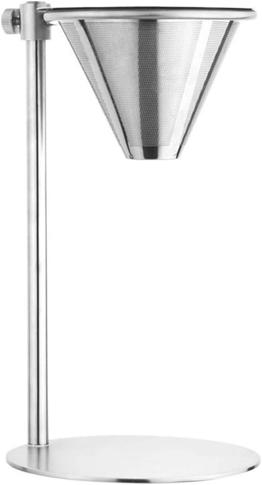 Stainless Steel Adjustable Pour Over Coffee Maker, Adjustable Stand, Double Layer Filter, Freestanding Drip Cone Brewer and Stand