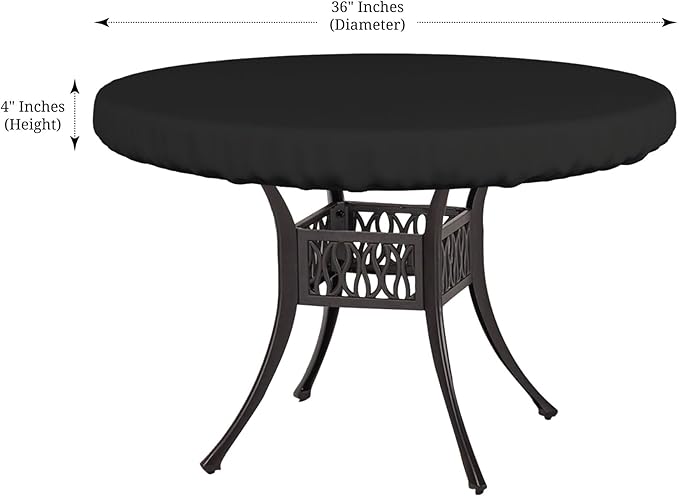 Covers & All Round Table Top Cover, 18 Oz Heavy Duty Waterproof UV & Weather Resistant Patio Table Cover, Outdoor Table Cover for Patio Outdoor Furniture & Coffee Table (36" Dia x 4 H Inches, Black)